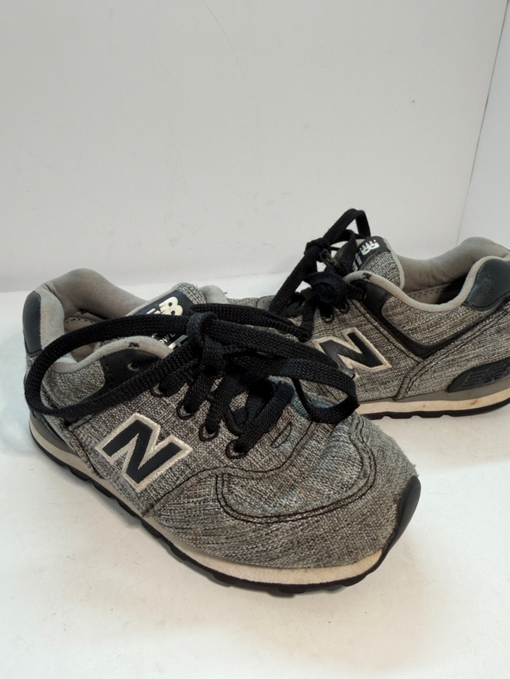 New Balance Kids Gray and Black Textile Lace-Up Sneakers